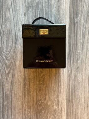 Victoria's Secret Black Patent Cosmetic Case with Gold Hardware
